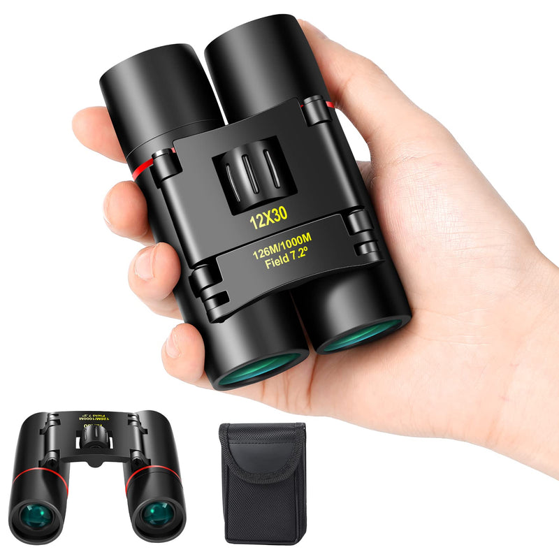 [AUSTRALIA] - WRNRN 12X30 Small Binoculars for Adults Kids, Large Eyepiece Compact Binocular with Clear Vision, Lightweight Mini Binoculars for Travel Opera Theater Hiking Bird Watching Football 