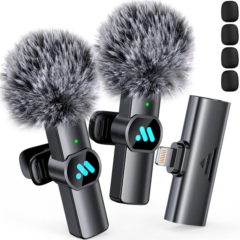 [AUSTRALIA] - Leettus 2pcs Lavalier Wireless Microphone for iPhone iPad, Wireless Microphone for Video Recording, Game Live Streaming, Interviews, YouTube, TikTok, Vlog 