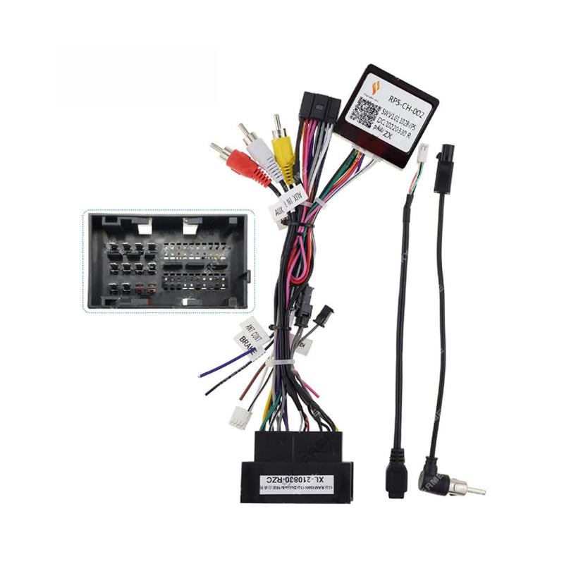 16Pin Car Radio Stereo Power Retrofit Harness Cable Wire for Jeep Grand Cherokee Wrangler Dodge Durango RAM Radio Antenna Adapter Can Bus Decoder Harness+CH-002