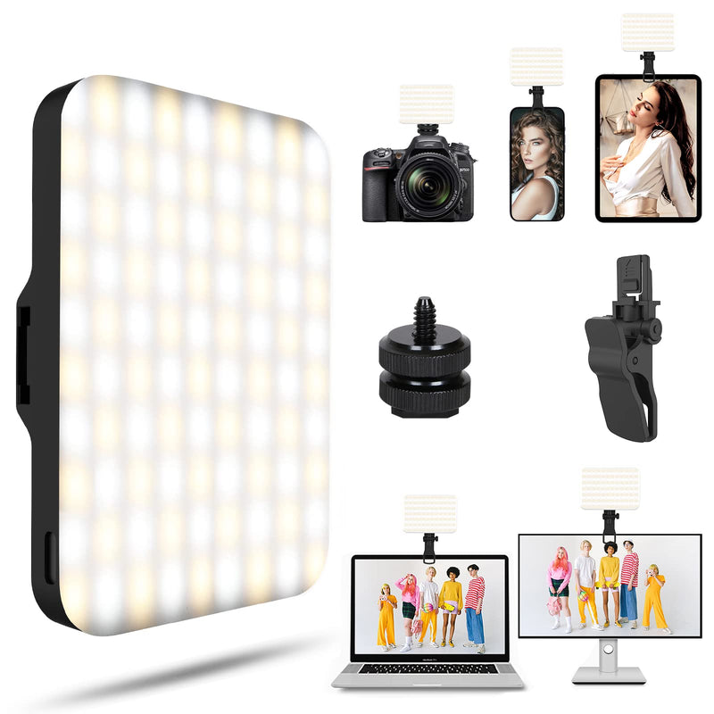 Selfie Light - BANSINE USB-Rechargeable LED Phone Light - Portable Photo Light with 97+ CRI, Up to 6500K Color Temperature Phone Light for Selfie, Zoom Conference, Video, Makeup and Live Stream Black