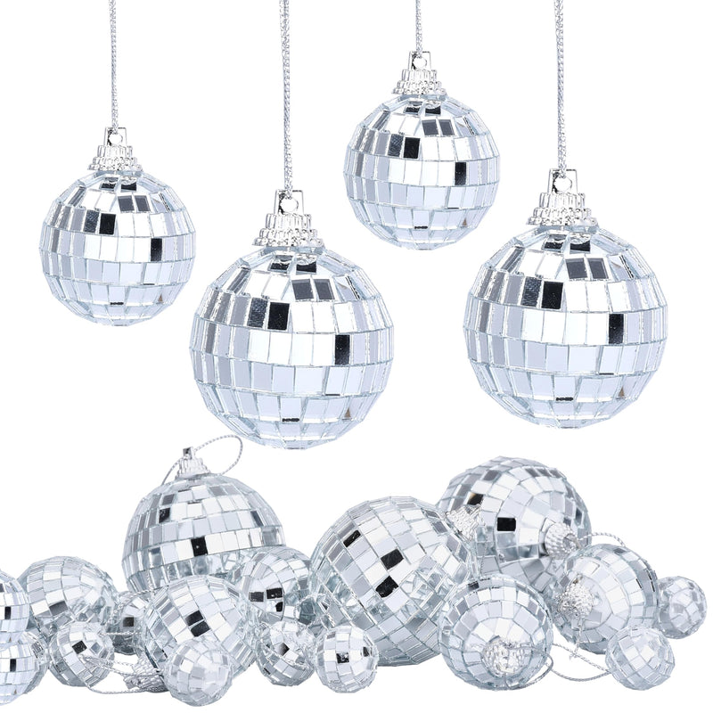 Kicko Mirror Disco Ball Ornaments - 30 pcs - Hanging Disco Ball for Decor - Ideal for Events, Parties and Christmas - Reflective Mirrored Surface for Vibrant Room - 90's Party Decoration Accessories