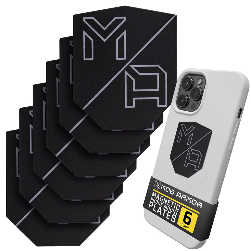 Mob Armor MobNetic Phone Magnet Plate, 6 Pack | 0.02" Thick Metal, 3M VHB Adhesive, Compatible w/ iPhone & Android, For Phone Mounts on Cars, Trucks & Motorcycles