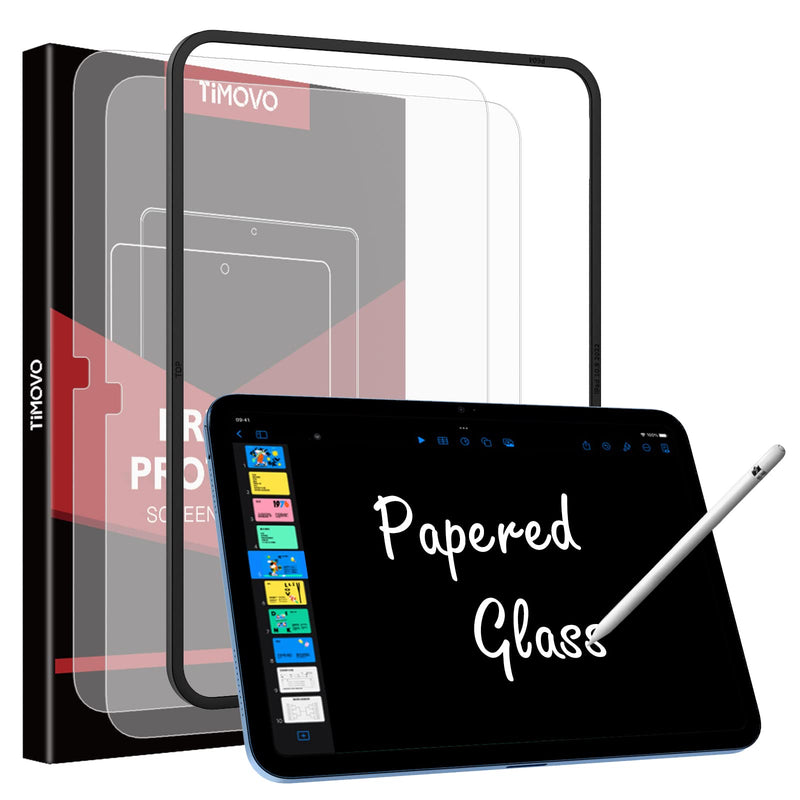 TiMOVO 2 Pack Screen Protector for iPad 10th Generation 10.9 inch 2022, Tempered Glass for iPad 10th Gen with Alignment Frame, Anti-Glare, 10.9 inch Film Write and Draw Like on Paper