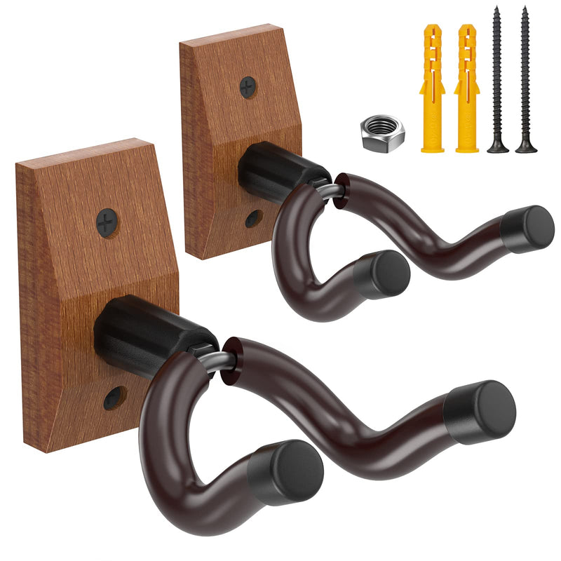 Guitar Wall Mount, Solid Wood Guitar Wall Hangers, Ukulele Holder V-Shaped Hook Mandolin Banjo Bass Stand for Home & Studio (2Pack) 2Pack