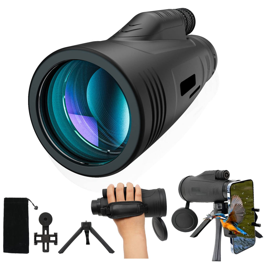 QWITT 12x55 Monocular Telescope for Adults High Powered,Monocular for Smartphone,Monoscope,Handheld，Compact，Bak4 Prism and Fmc Lens，for Hunting，Bird Watching，Wildlife，Hiking，Travel