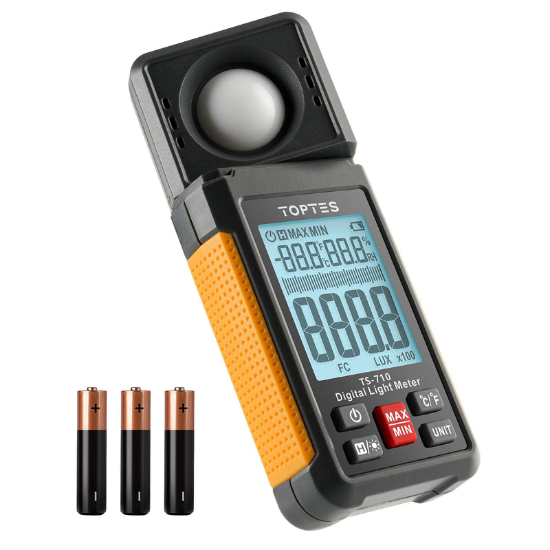 [AUSTRALIA] - TS-710 Light Meter, Lux/Foot Candles Meter with 180º Rotating Sensor, 0.1~200,000 Lux Range, Large Backlit Display, Light Meter for Plants, Car Headlights, Home & Office LEDs (Includes Battery) 
