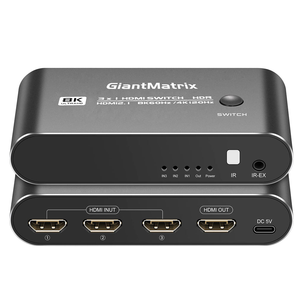 8K 120Hz HDMI Switch 3 in 1 Out, HDMI Splitter, HDMI 2.1 Switch, HDMI Selector 48G HDR 10+ Dolby Atmos with Remote, Compatible with PS4/PS5, Xbox, Fire Stick, Apple TV, Roku, HD TV………
