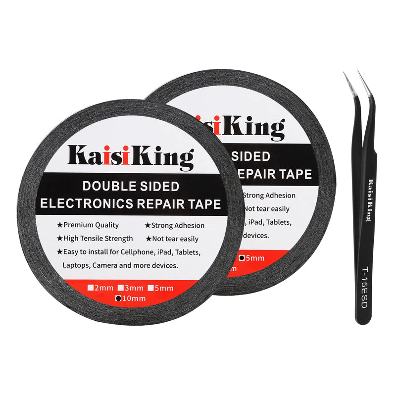 Kaisiking 5mm / 10mm x 50M Double Sided Adhesive Tape LCD Touch Screen Tape Phone Repair Tape with 1 Tweezers for Cell Phone, iPad, Tablets, Laptops, Camera, LCD Screen 5mm+10mm
