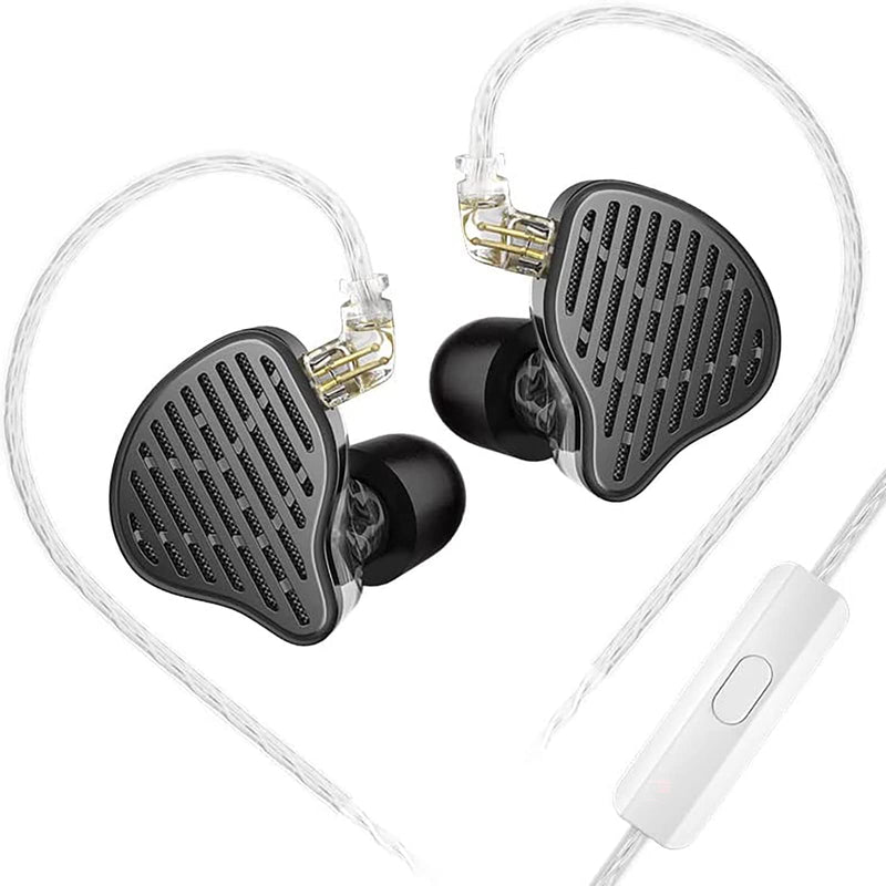 Linsoul KZ x HBB PR2 13.2mm Planar Driver in Ear Monitor HiFi IEM Earphones | with N52 Magnet Array, Nanoscale Diaphragm, Detachable 2 Pin Silver-Plated Cable for Gaming Audiophile, Black, w/ Mic With Mic