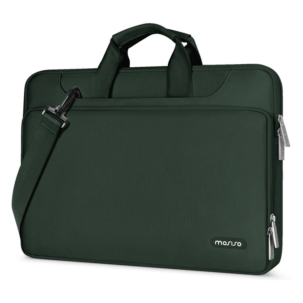MOSISO 360 Protective Laptop Shoulder Bag Compatible with 17-17.3 inch Dell XPS/HP Pavilion/Ideapad/Acer/Alienware/HP Omen,Matching Color Sleeve with Belt, Emerald Green 17.3 inch