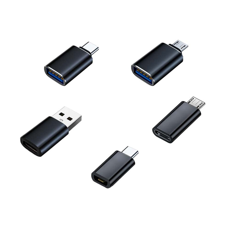 NuyoahLoBo [5 Pack Adapter Set, USB A Female to USB C Male, Type-C Female to USB 3.0 Male, Micro-USB to Type-C, 5Gbps OTG Adapter, Converter Support Charging, Audio, Video, Data Transfer