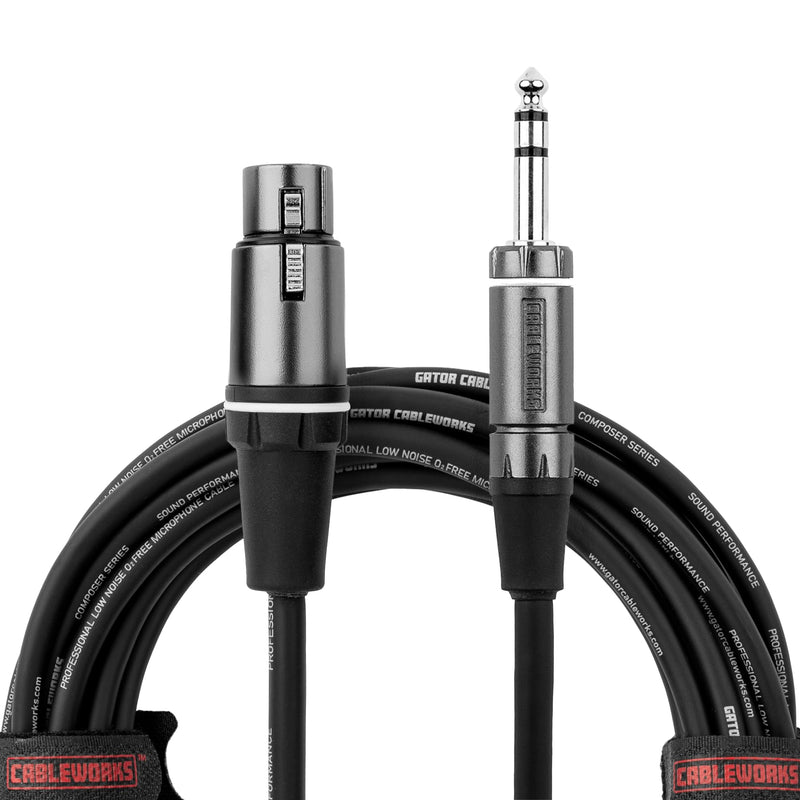 By Gator Cases Composer Series Deluxe 5 Foot XLR Female to TRS Cable, (GCWC-XLR-05FTRS) 5 Feet TRS/XLR Female