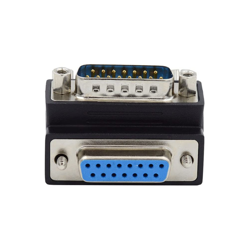 xiwai DB15 Serial Adapters D-SUB 15-pin RS232 D-subminiature Adapter Male to Female with Screw Nuts DB Connector Up 90 Degree Angled Up Angled