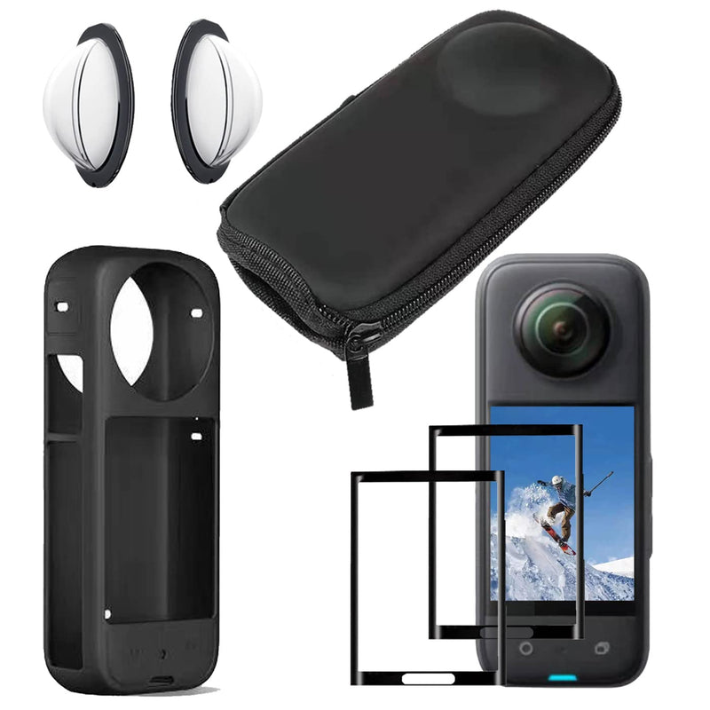 aMagisn Silicone Case Bag Lens Guard Cap Screen Protector for Insta360 X3 Tempered Glass Film Cover Shield