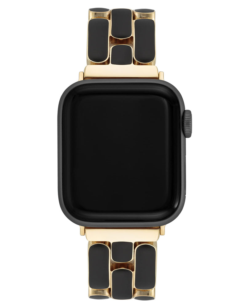 Anne Klein Fashion Bracelet for Apple Watch, Secure, Adjustable, Apple Watch Replacement Band, Fits Most Wrists Black/Gold 42mm (Series 1-3), 44/45/46/49mm (Ultra & Ultra 2)