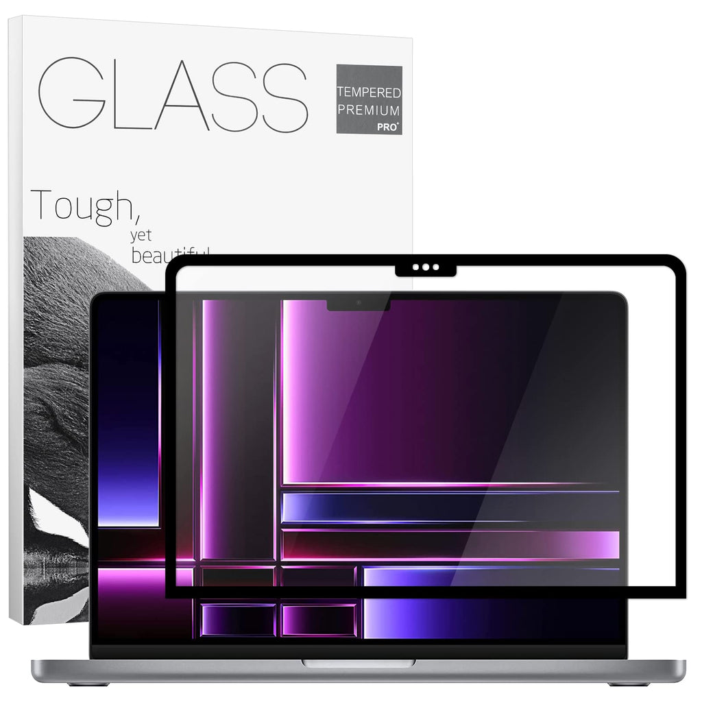 Removable Tempered Glass Screen Protector for MacBook Pro 14.2" 2023 (M2 Pro /M2 Max /M1 Pro /M1 Max), [GlasTR Slim] Bubble Free 9H Macbook Pro 14 Inch Laptop Screen Film Anti Scratch Tempered Glass (Black Edge) for MacBook Pro 14.2" M2 Pro 2023