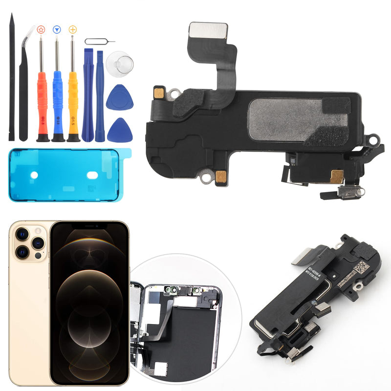 Earpiece Speaker for iPhone 12 Pro Max Ear Speaker Replacement for iPhone 12 Pro Max Speaker Replacement Light Proximity Sensor Flex Cable Earphone Speaker Assembly with Tools Black-12 Pro Max