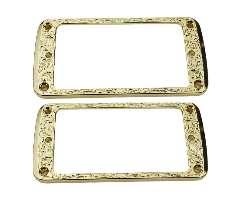 Guyker Metal Flat Humbucker Cover, Pickup Mounting Ring Set - Bridge Neck Pickups Frame Replacement Part for Electric Guitar or Precision Bass(2PCS, PR006 Gold) PR006, gold