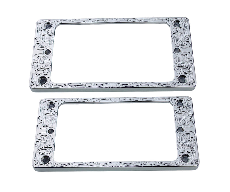 Guyker Metal Flat Humbucker Cover, Pickup Mounting Ring Set - Bridge Neck Pickups Frame Replacement Part for Electric Guitar or Precision Bass(2PCS, PR008 Chrome) PR008, chrome