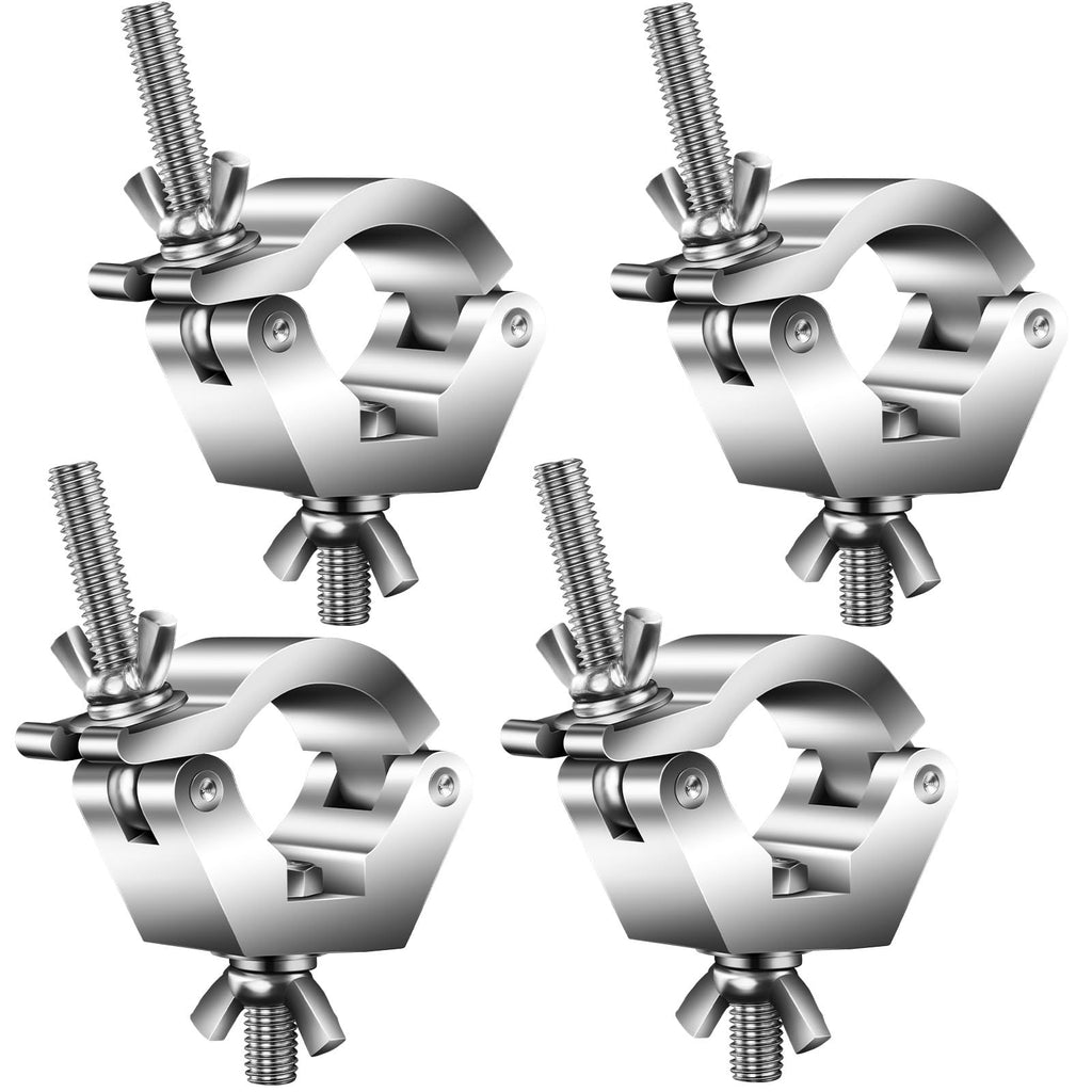 4PackS Stage Light Clamps Hooks Thickened Reinforced, Aluminum Alloy Heavy Duty 220lb/100kg, Fit 1.1~1.26 Inch(28mm-32mm) OD Tube/Pipe for DJ Lighting Par Lights Spot Light 28-32mm&220lb