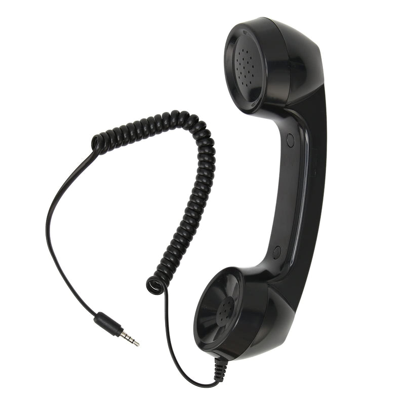 Retro Phone Handset, Phone Telephone Receiver, Multifunction Radiation Proof Handheld Cell Phone Receiver with 3.5mm Sound Plug for Mobile Phones Computers (Black) Black