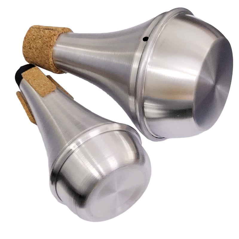 Practice Silencer Brass Trumpet Mute Aluminum Cork Musical Instrument Part (2Pcs (Mute+Silencer)) 2Pcs (Mute+Silencer)