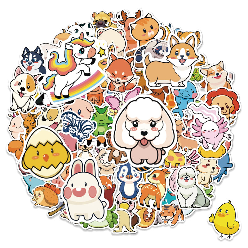 100PC Cute Animal Stickers for Kids, Animal Water Bottle Stickers Large Stickers for Kids Waterproof Dishwasher Safe Stickers Packs Vinyl Assorted Sticker Bulk for Girls, Boys, Teens Cute Animals 100 PCs
