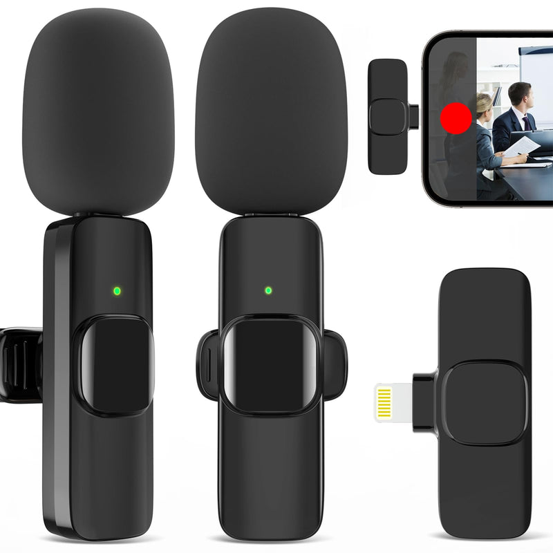 [AUSTRALIA] - 2 Pack Wireless Lavalier Microphone for iPhone iPad, Professional Lapel Mics, Wireless Mic Plug-Play, Lapel Microphone for Video Recording Interview Conference Podcast Vlog YouTube TikTok 