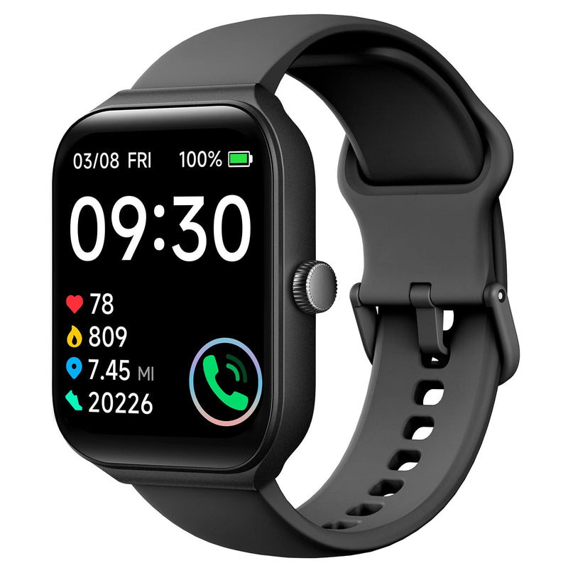 1.95" Smart Watch for Men Women with ALEXA, Fitness Watch for Android iOS | Call Function, Message Notifications, Pedometer, Heart Rate, Sleep Monitor, 100 Sport Modes, IP68 Waterproof, 100 Watch Faces Black