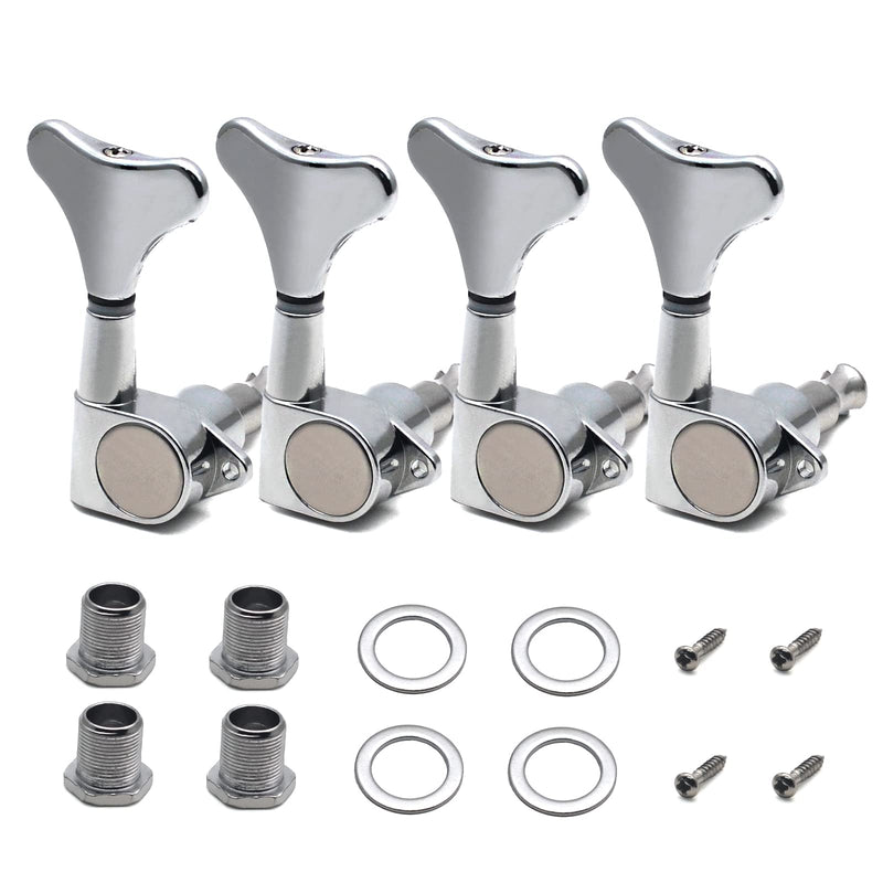 4R Electric Bass Guitar Sealed Tuning Pegs Tuners Machine Heads Tuning Keys/Buttons Guitar Parts Machine Head Tuners for Precision Bass and Jazz Bass (Chrome) Chrome
