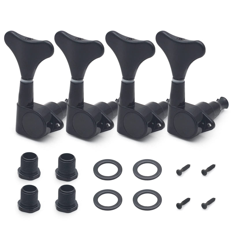 MAXCHEER Guitar Bass Tuners Bass Guitar Tuning Keys,Ratio Headstock Sealed Machine Head Replacement for Electric Jazz Bass or Precision Instruments 1:19(4R) black