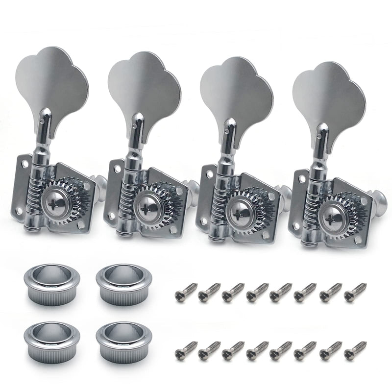 4R Opened Electric Bass Guitar Tuning Pegs Machine Heads Tuners for Bass for Jazz Precision P Bass Replacement (Chrome) Chrome