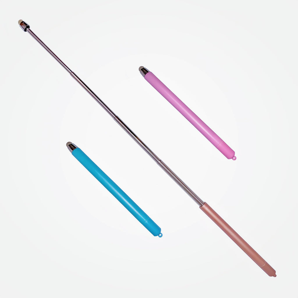 3pcs Telescopic Teacher Pointer, Pointer Stick with 𝗦𝘁𝘆𝗹𝘂𝘀 Smooth Sensitive Tablet Pen Stylus Pen, Teacher Coach Presenter Pointer Pink\Gold\Blue