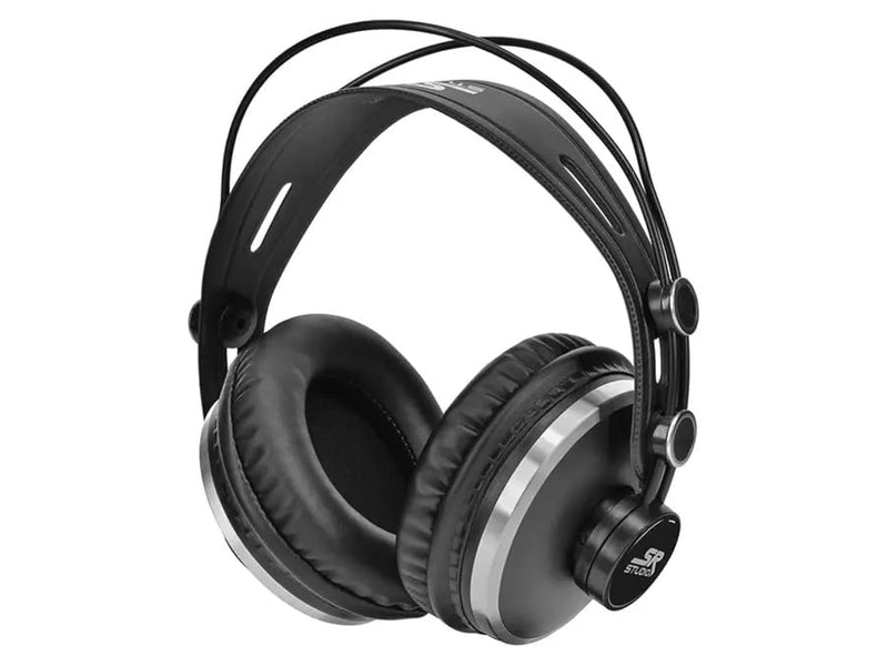 Monoprice Over Ear Closed‑Back Pro Audio Monitoring Headphones - 50mm Drivers, With Mini 3 Pin Connector, 3 Meter (9.84 Feet) Cable, Black - SR Studio Series