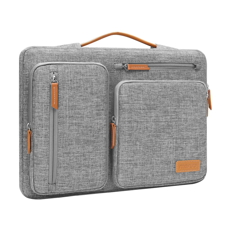MOSISO 360 Protective Laptop Sleeve Compatible with MacBook Air/Pro, 13-13.3 inch Notebook, Compatible with MacBook Pro 14 inch M3 M2 M1, Side Open Bag with 4 Zipper Pockets&Handle, Gray 13.3 inch
