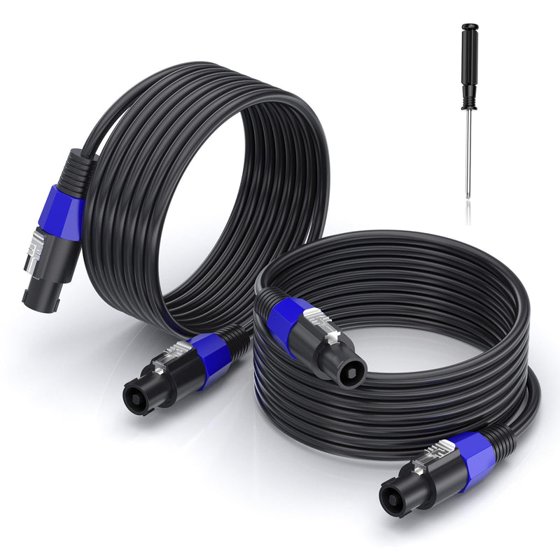 2 Pack 6 feet Professional Speakon to Speakon Cables, 12 AWG Patch Cords DJ/PA Audio Amplifier Speaker Cable Wire speakon to speakon end 6 ft