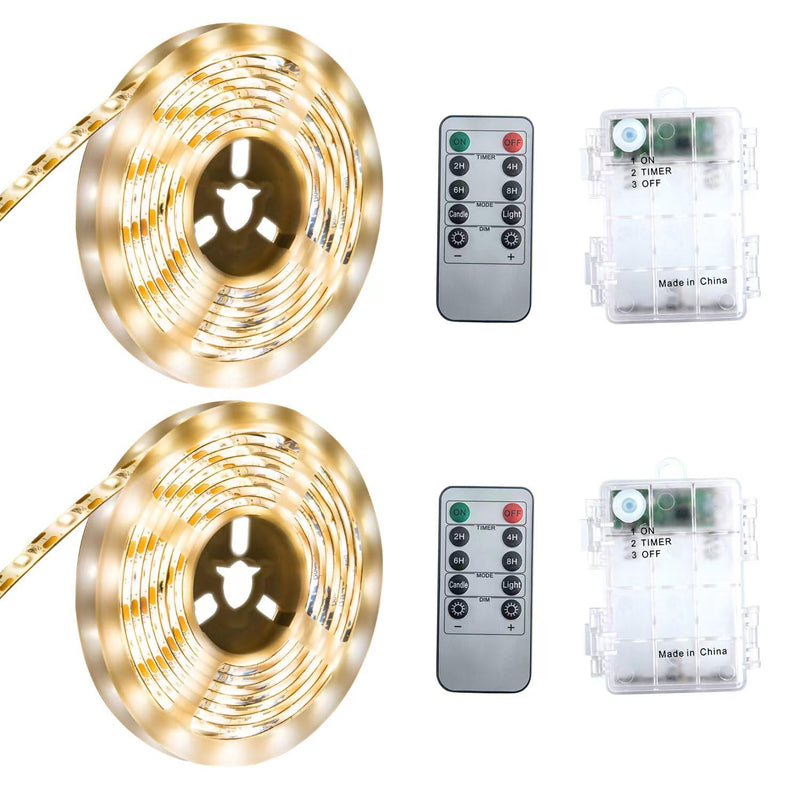Battery Powered Led Strip Lights, Warm White, with Remote, 13.2ft, 240LEDs Dimmable, Timer, Cuttable Suitable for Bathroom, Fish Tank, Marriage, Kitchen, Waterproof. Warm white/13.2ft