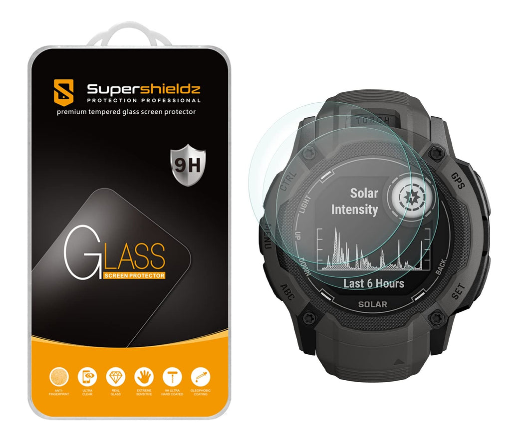 Supershieldz (3 Pack) Designed for Garmin Instinct 2X Solar Tempered Glass Screen Protector, Anti Scratch, Bubble Free
