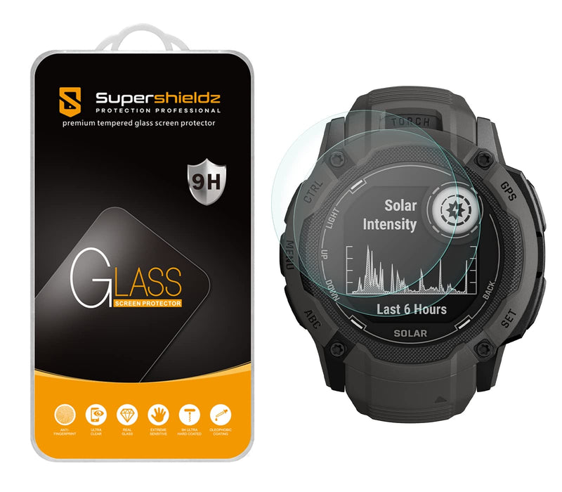 Supershieldz (2 Pack) Designed for Garmin Instinct 2X Solar Tempered Glass Screen Protector, Anti Scratch, Bubble Free