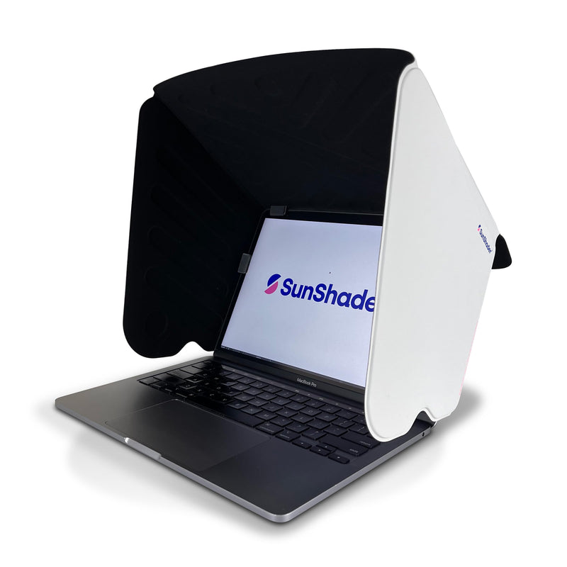 SunShader 3 - Laptop Sun Shade & Sun Glare Heat Shield for Working Outside (Large, White) Patent 10963010 Large v3.0