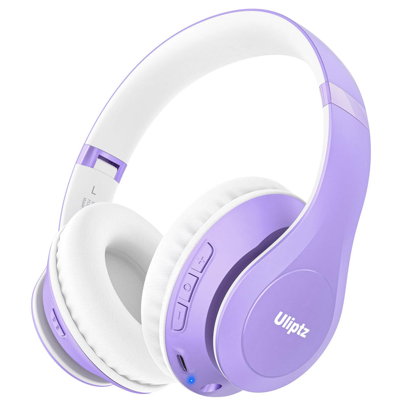 Uliptz Wireless Bluetooth Headphones, 65H Playtime, 6EQ Sound Modes, HiFi Stereo Over Ear Headphones with Microphone, Foldable Bluetooth 5.3 Headphones for Travel/Office/Cellphone/PC (Purple) Purple