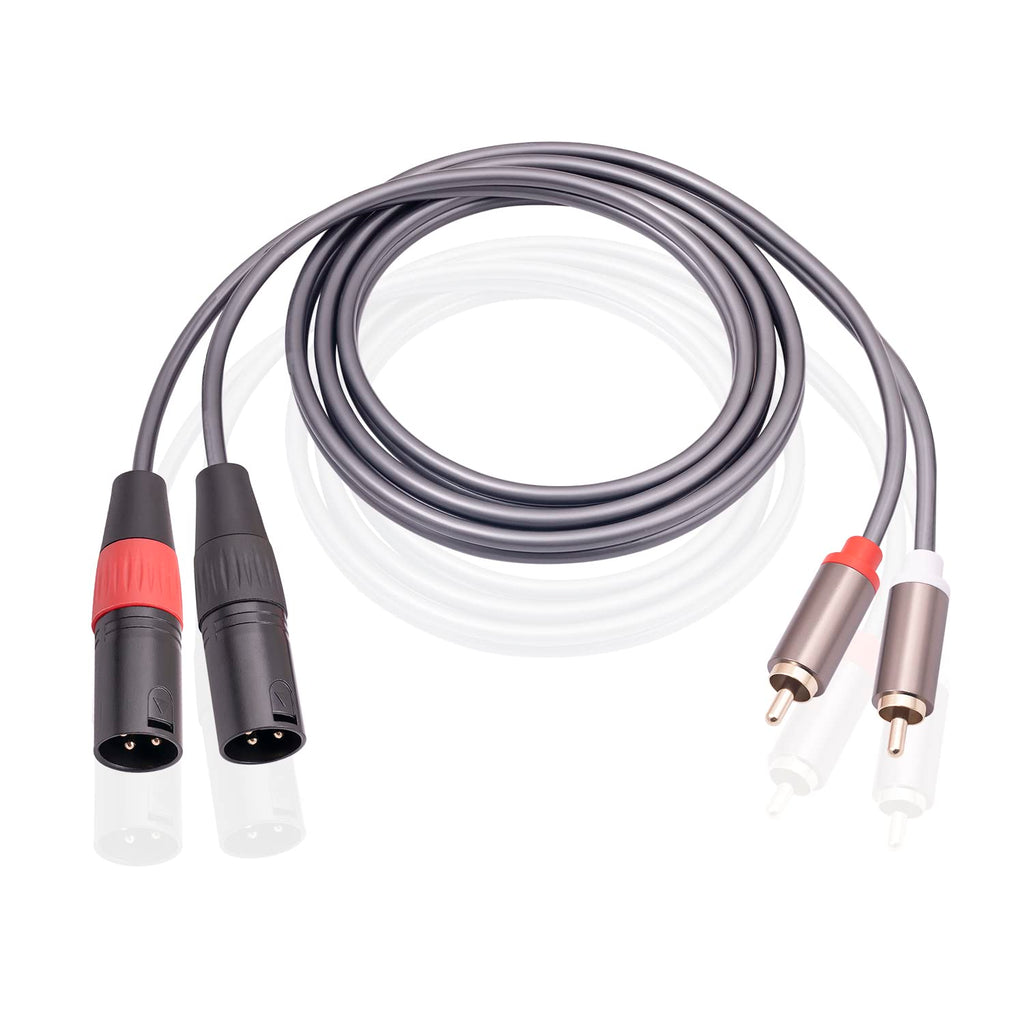 SZLliyxs RCA to XLR Cable,5 Feet Dual RCA Male to Dual XLR Male Cable, 1.5M 2 RCA Male to 2 XLR Male HiFi Audio Cable, 4N OFC Wire, for Amplifier Mixer Microphone 2 XLR Male to Dual 2 RCA 5FT