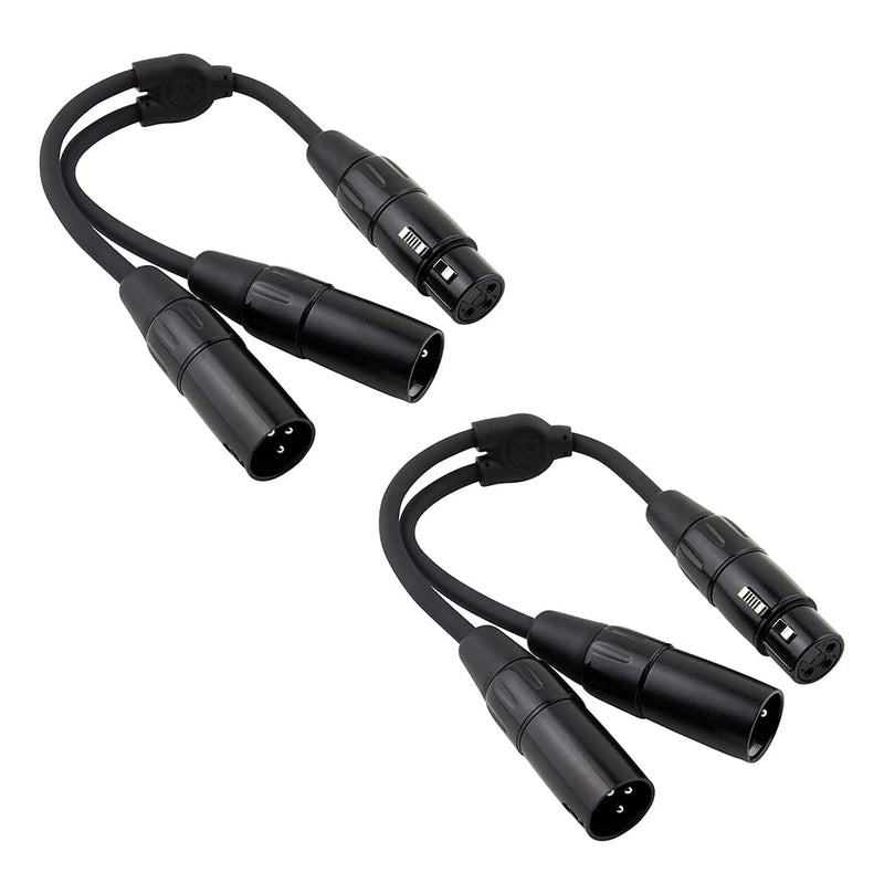 Pig Hog PYXF2X XLR-XLR Black, 6 inch in Pair (PYXF2XM) Bundle