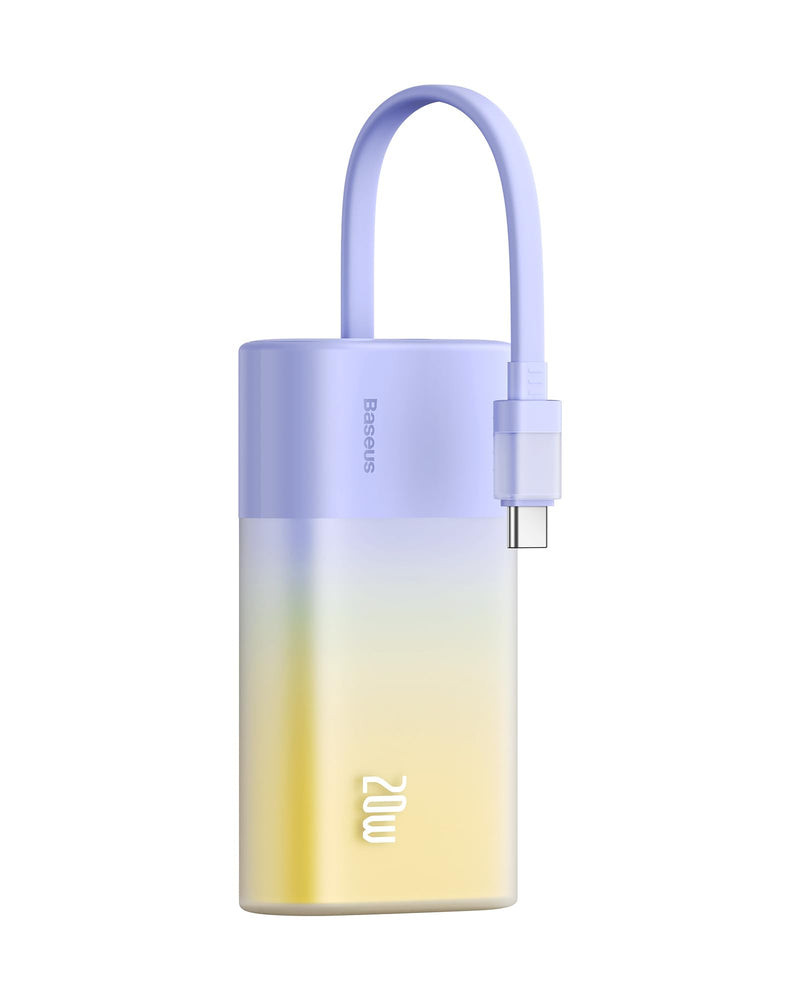 [AUSTRALIA] - Baseus Portable Charger USB C, PD 20W Power Bank Fast Charging, Portable Phone Charger Android, 5200mAh Battery Pack Built in Cables Type C Compatible with Samsung Galaxy Google Pixel, Nebula Purple 