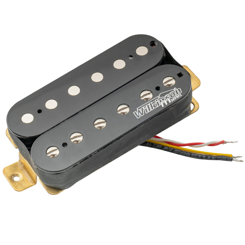 Wilkinson Vintage Classic Alnico 5 Overwound Open Style Bridge Humbucker Pickup for Electric Guitar, Black Bridge Black