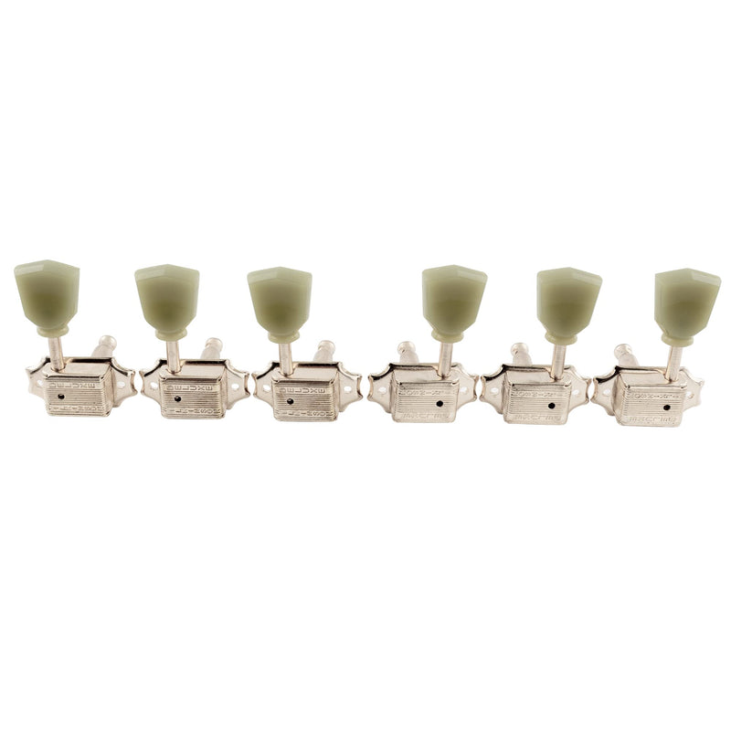 Wilkinson WJ44 3L3R Deluxe Vintage Guitar Tuners Machine Heads Tuning Pegs Keys for USA Epiphone Les Paul LP SG Electric or Acoustic Guitar, Nickel with Keystone Button
