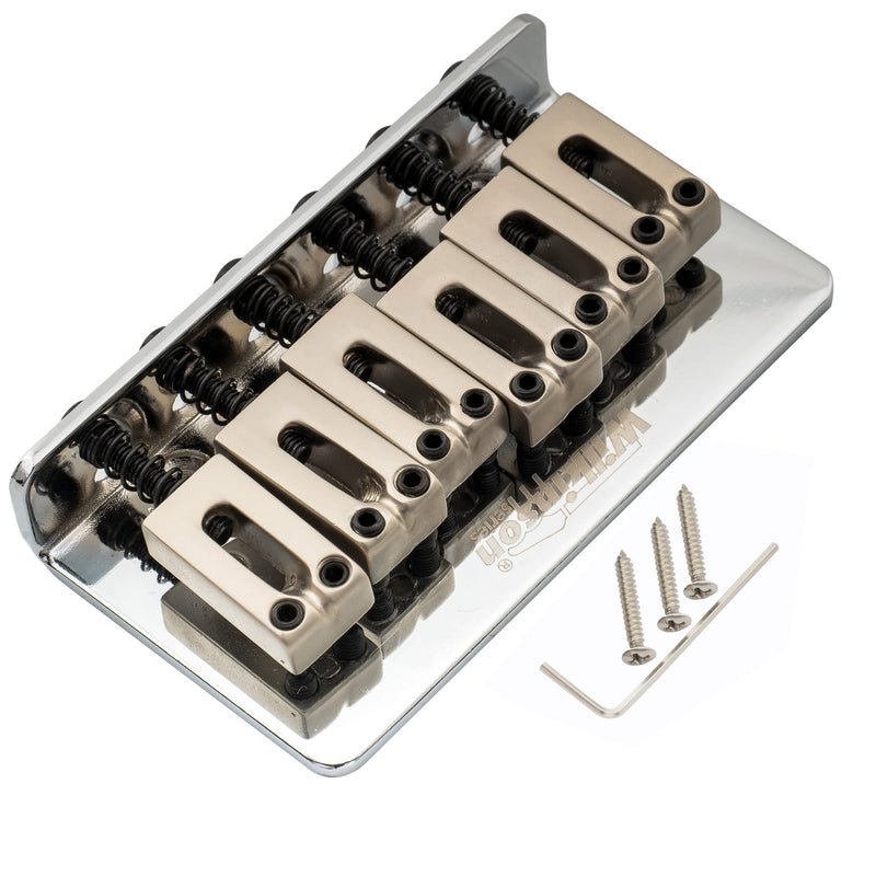 [AUSTRALIA] - Wilkinson WOF01 52.5mm (2-1/16 inch) Hardtail Fixed Bridge for Squier/Mexico Fender Strat Electric Guitar, Chrome 