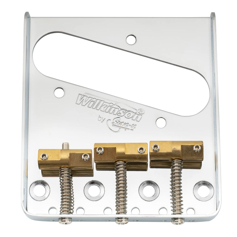Wilkinson WTB Brass Compensated 3-Saddle Guitar Telecaster Bridge Assembly for Fender Tele Style Electric Guitar Replacement Parts, Chrome