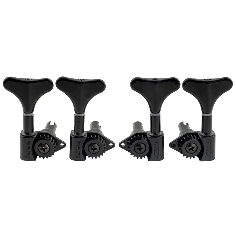 Wilkinson WJB750 2L +2R Bass Machine Heads 1:20 Ratio Open Gear Tuners Tuning Pegs Keys Replacement for Electric Jazz Bass or Precision Bass, Black