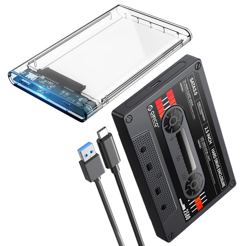 ORICO 2.5'' DIY Sticker Hard Drive Enclosure Combination with Transparent 2.5''Hard Drive Enclosure Compatible with WD Seagate Toshiba Samsung Hitachi PS5 Xbox[UASP Supported]